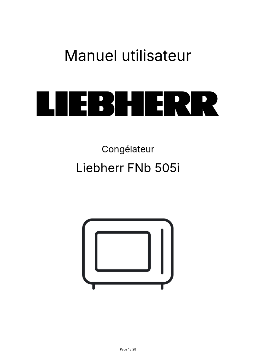 Page n°1 - Manuel utilisateur Liebherr FNb 505i