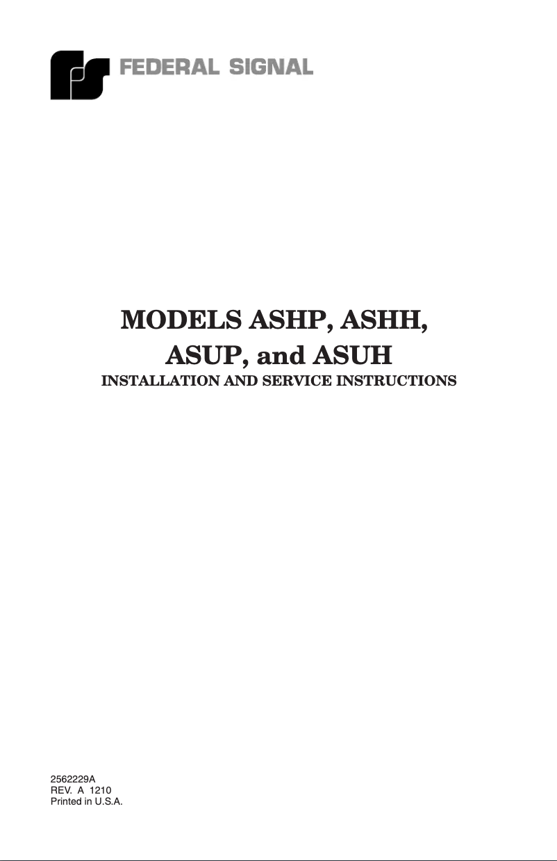 Page 1 de la notice Manuel utilisateur Federal Signal ASUP-024