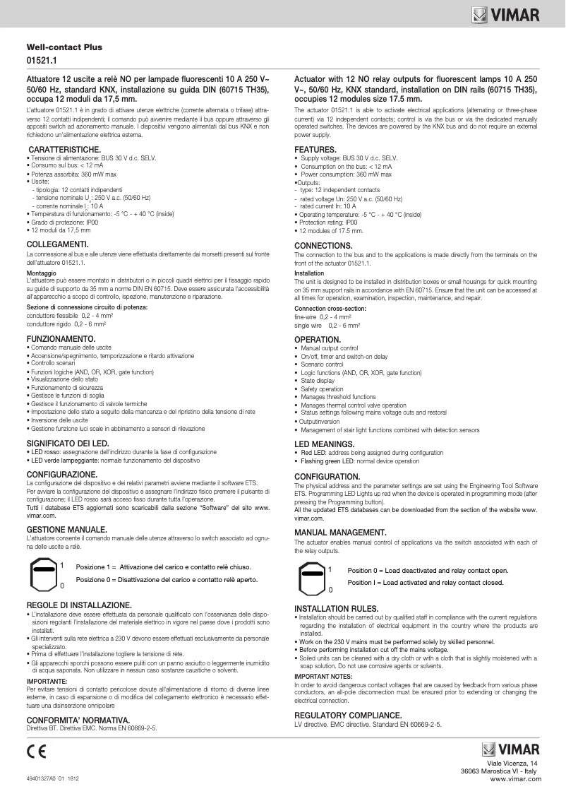 Page n°1 - Instructions / montage Vimar 01521.1