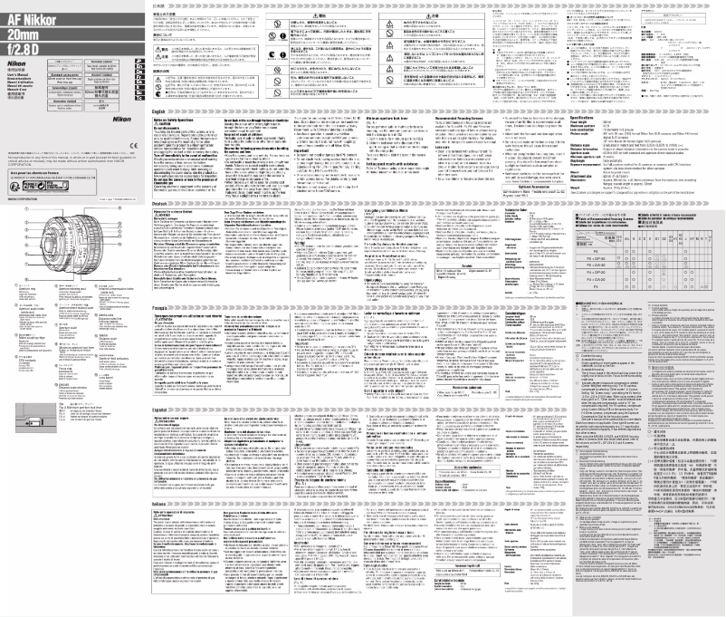 Página 1 del manual Manual de usuario Nikon Nikkor AF 20mm f/2.8D