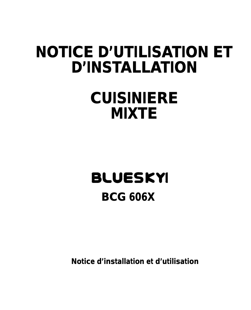 Image de la première page du manuel de l'appareil BCG 606X