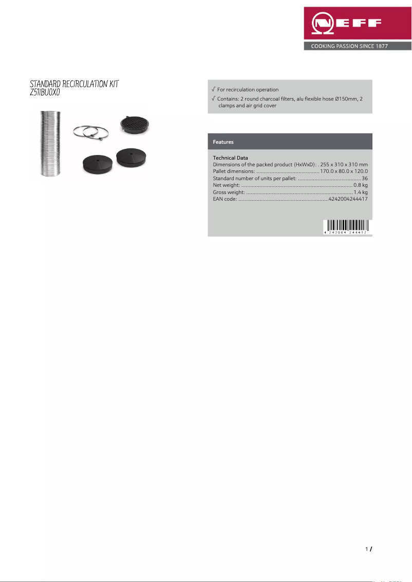 Page n°1 - Manuel utilisateur Neff Z51IBU0X0