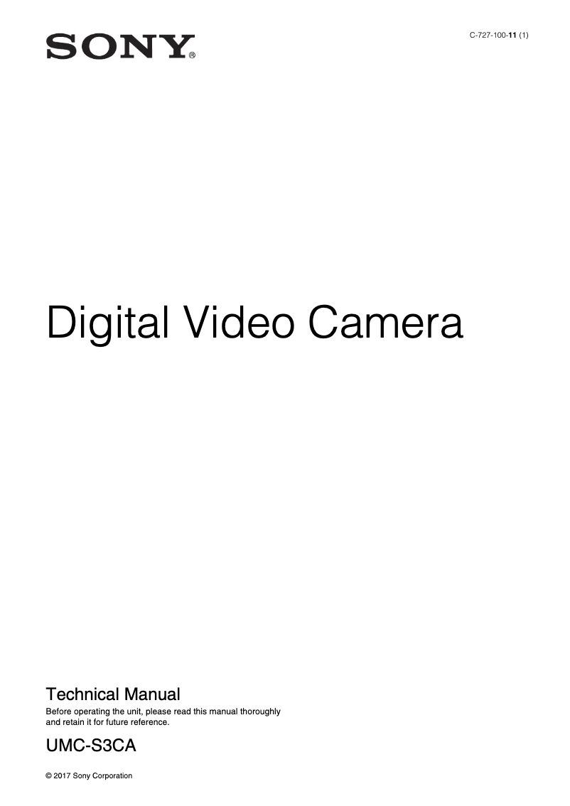 Page 1 de la notice Manuel utilisateur Sony UMC-S3CA