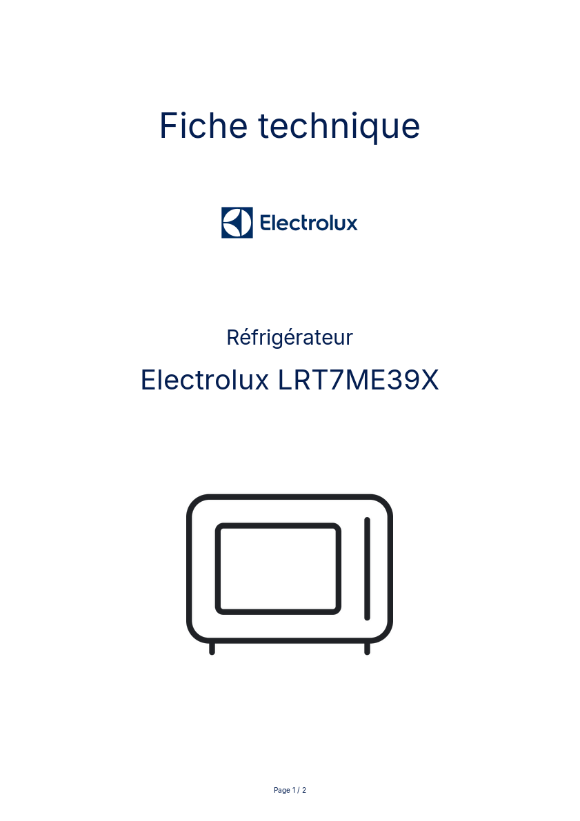 Image de la première page du manuel de l'appareil LRT7ME39X