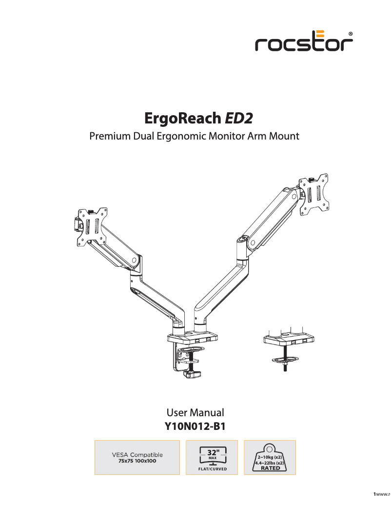 Página 1 del manual Manual de usuario Rocstor ErgoReach ED2