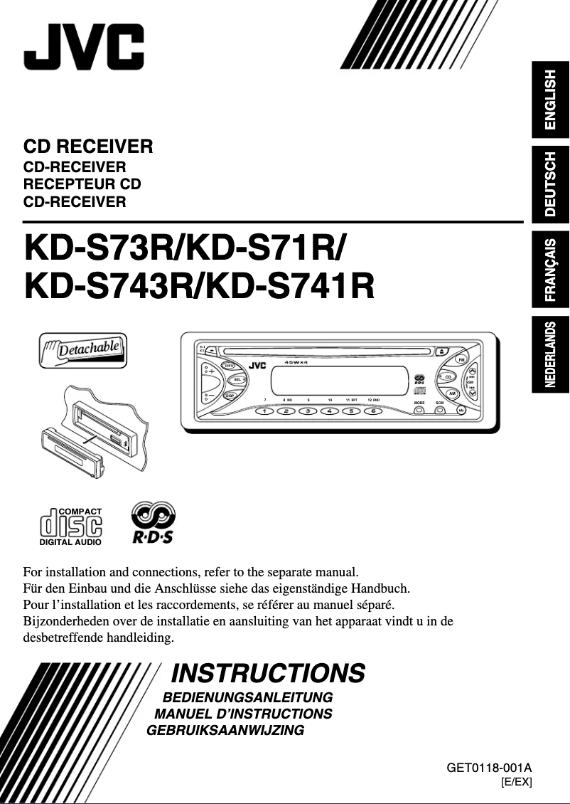 Image de la première page du manuel de l'appareil KD-S741R