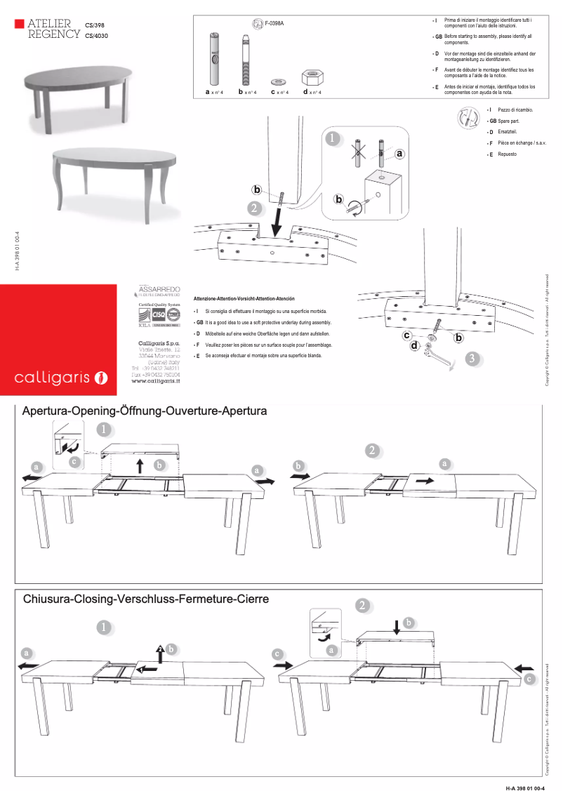 Page n°1 - Manuel utilisateur Calligaris .com REGENCY