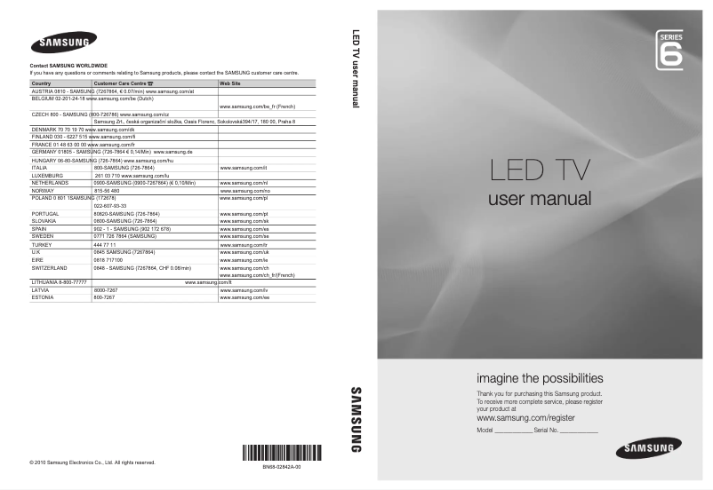 Page n°1 - Manuel utilisateur Samsung UE32C6800US