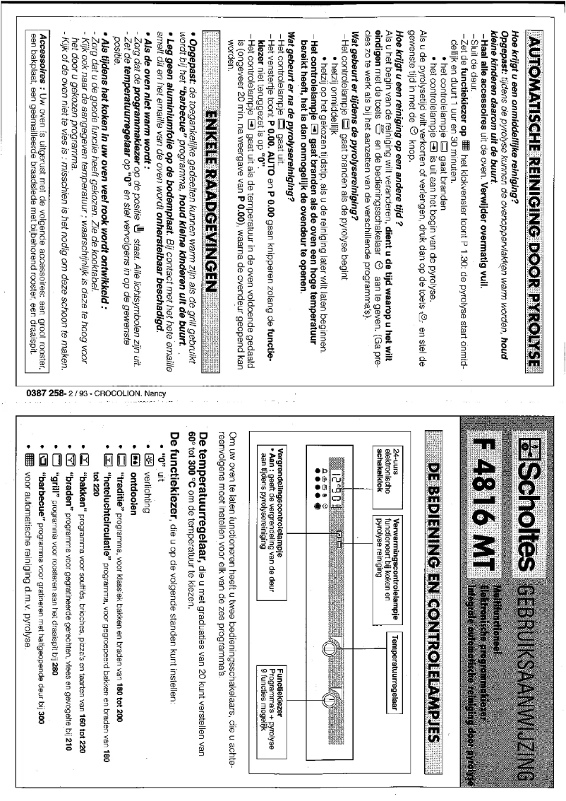 Page n°1 - Manuel utilisateur Scholtès F 4816 MT