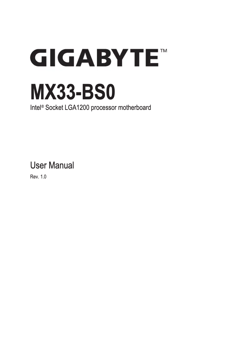 Page 1 de la notice Manuel utilisateur Gigabyte MX33-BS0