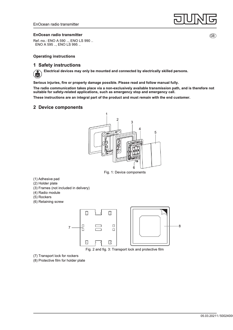 Page n°1 - Manuel utilisateur JUNG ENOLS995-01