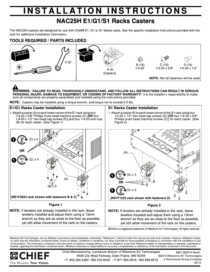 Page n°1 - Manuel utilisateur Chief NAC25H