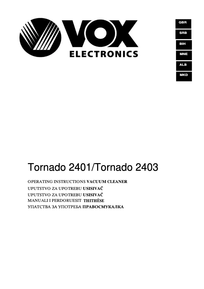 Page 1 de la notice Manuel utilisateur VOX Tornado 2403