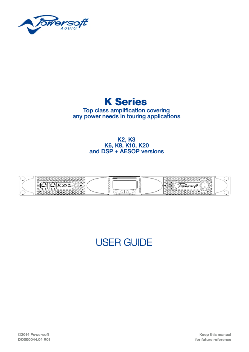 Page 1 de la notice Manuel utilisateur Powersoft K3