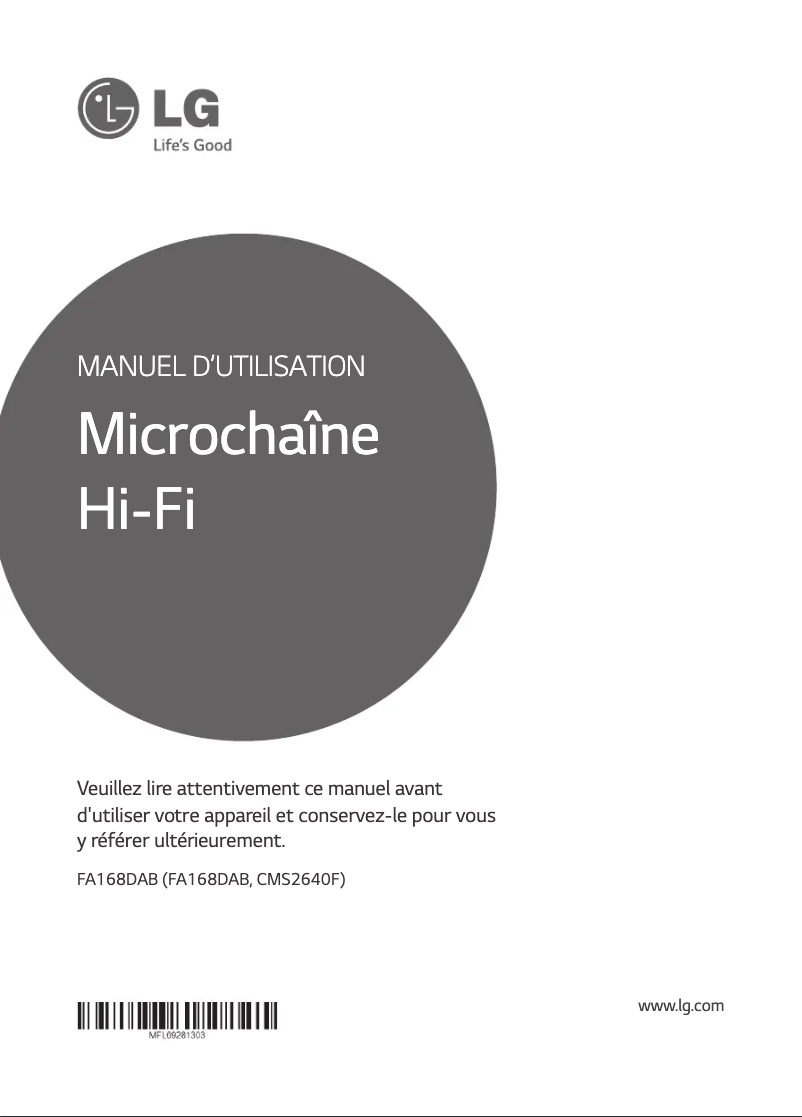 Page 1 de la notice Manuel utilisateur LG FA168DAB