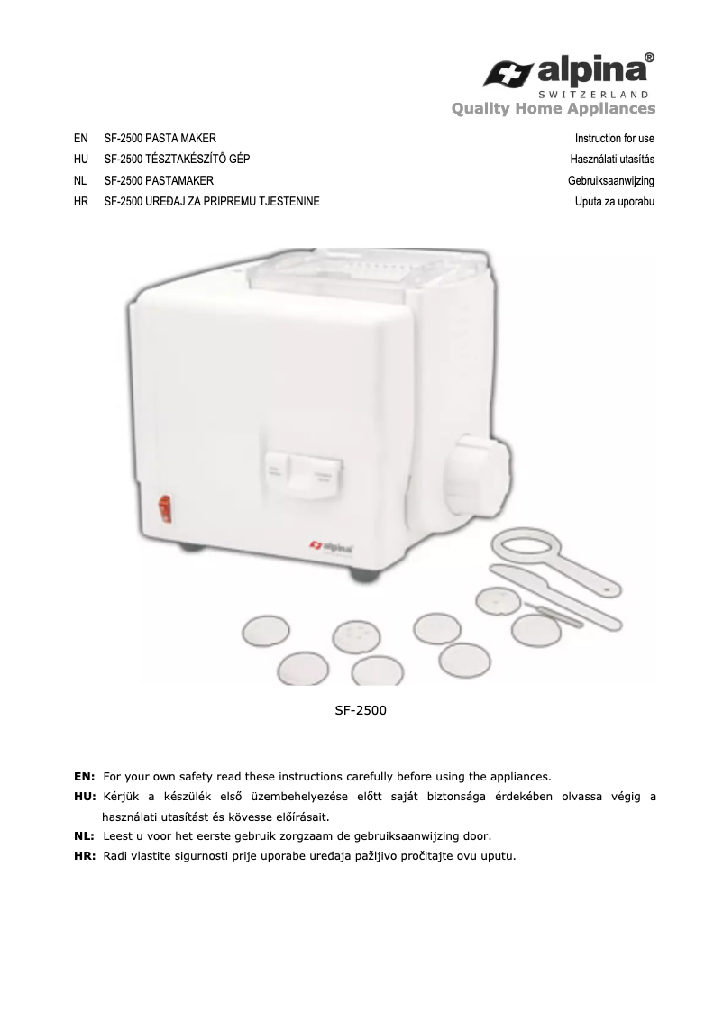 Image de la première page du manuel de l'appareil SF-2500