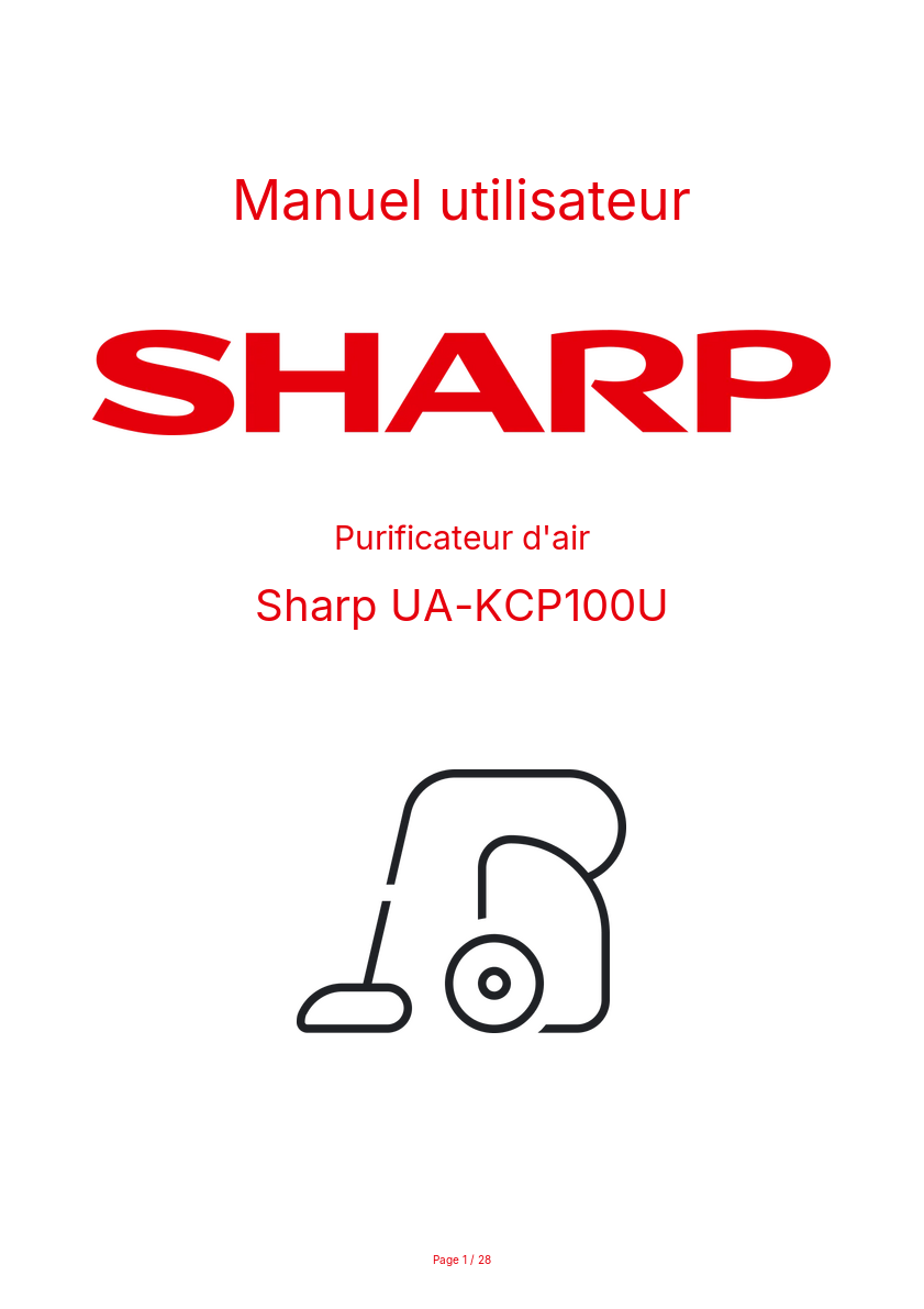 Page n°1 - Manuel utilisateur Sharp UA-KCP100U