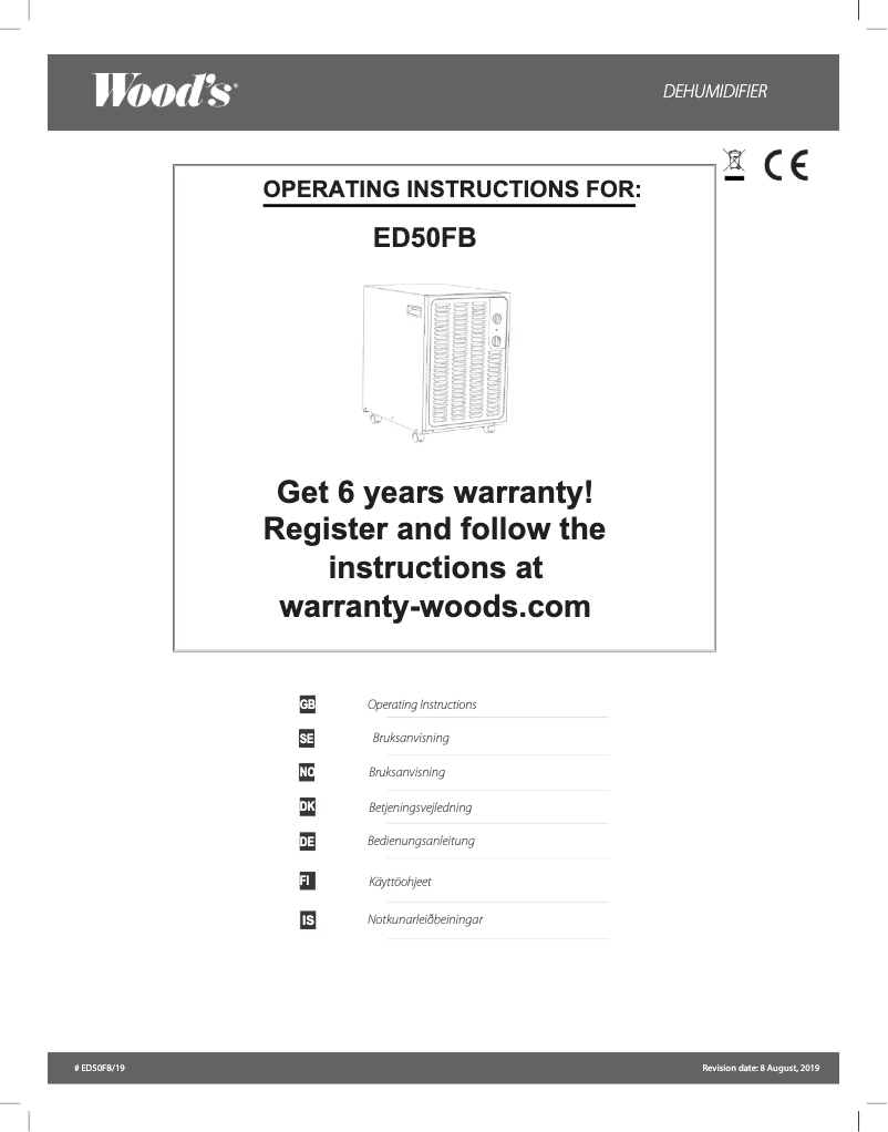 Página 1 del manual Manual de usuario Wood's ED50FB