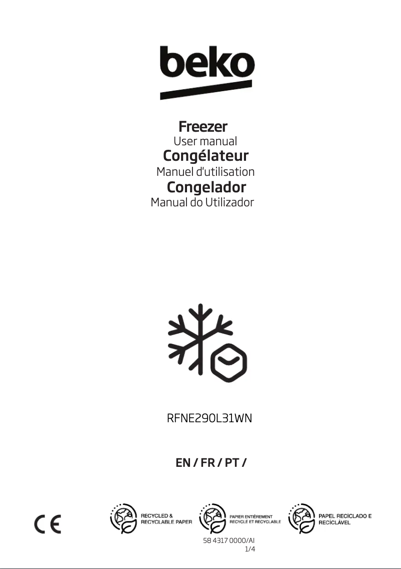Page n°1 - Manuel utilisateur Beko RFNE290L31WN