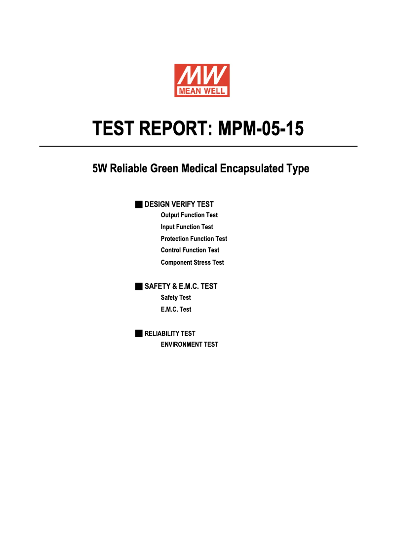 Page 1 de la notice Fiche technique Mean Well MPM-05-15