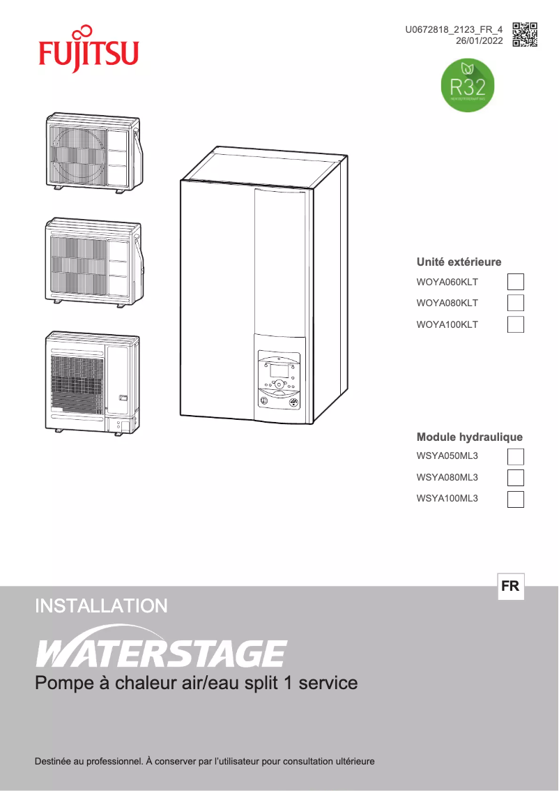 Page 1 de la notice Manuel utilisateur Fujitsu Waterstage WSYA080ML3