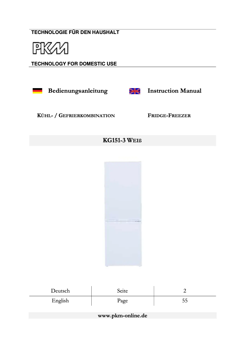 Page 1 de la notice Manuel utilisateur PKM KG151-3