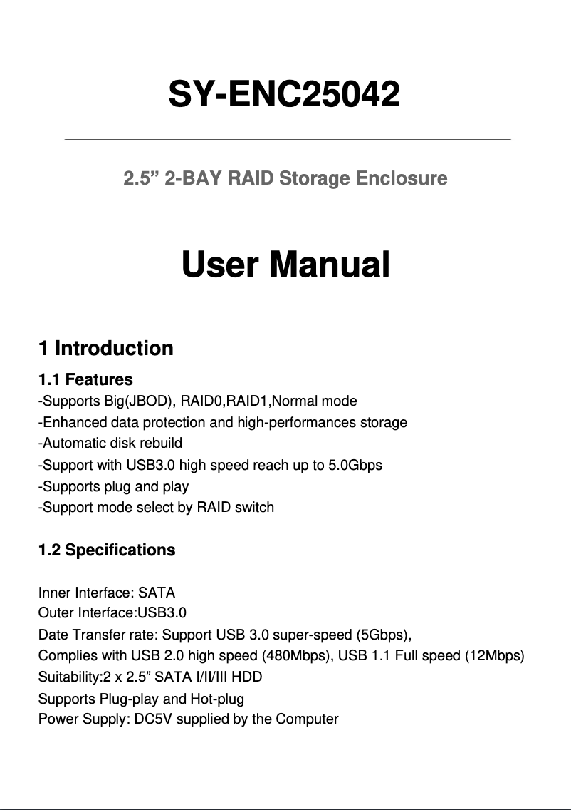 Page n°1 - Manuel utilisateur SYBA Multimedia SY-ENC25042