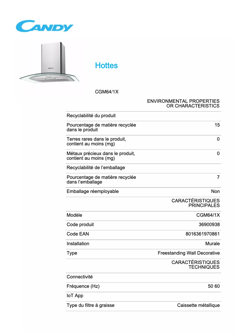 Image de la première page du manuel de l'appareil CGM64/1X