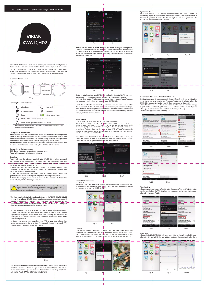 Page 1 de la notice Manuel utilisateur VIBIAN XWatch-02