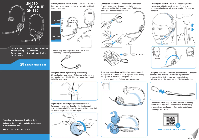Page 1 de la notice Manuel utilisateur Sennheiser SH 230