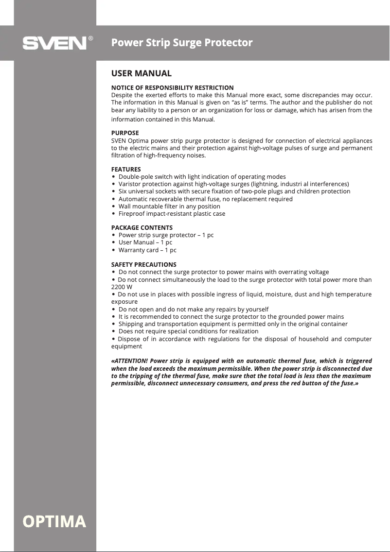 Image de la première page du manuel de l'appareil Optima 6