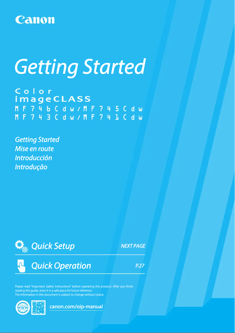 Page 1 de la notice Manuel utilisateur Canon ImageCLASS MF741Cdw