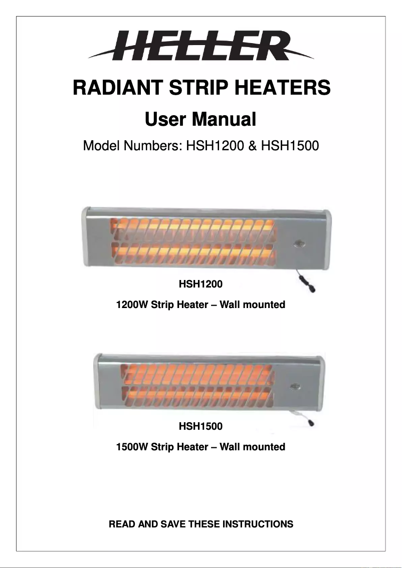 Page n°1 - Manuel utilisateur Heller HSH1200