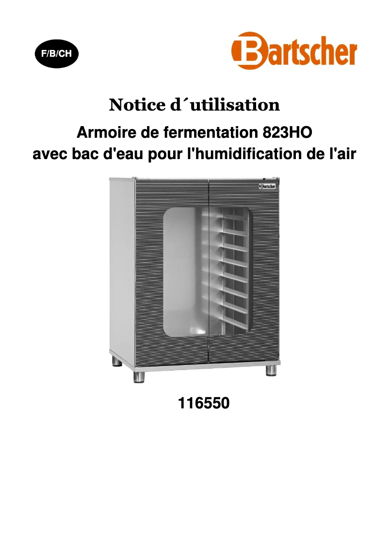 Page 1 de la notice Manuel utilisateur Bartscher 116550