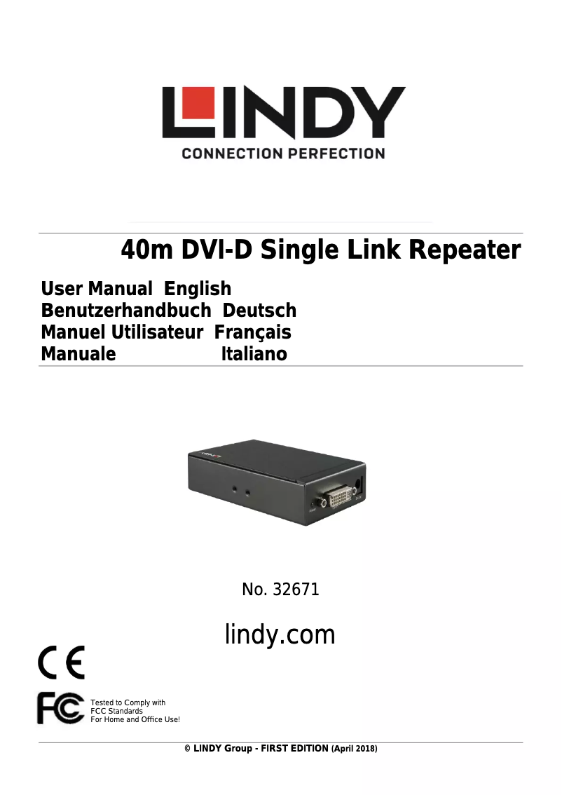 Page n°1 - Manuel utilisateur Lindy 32671