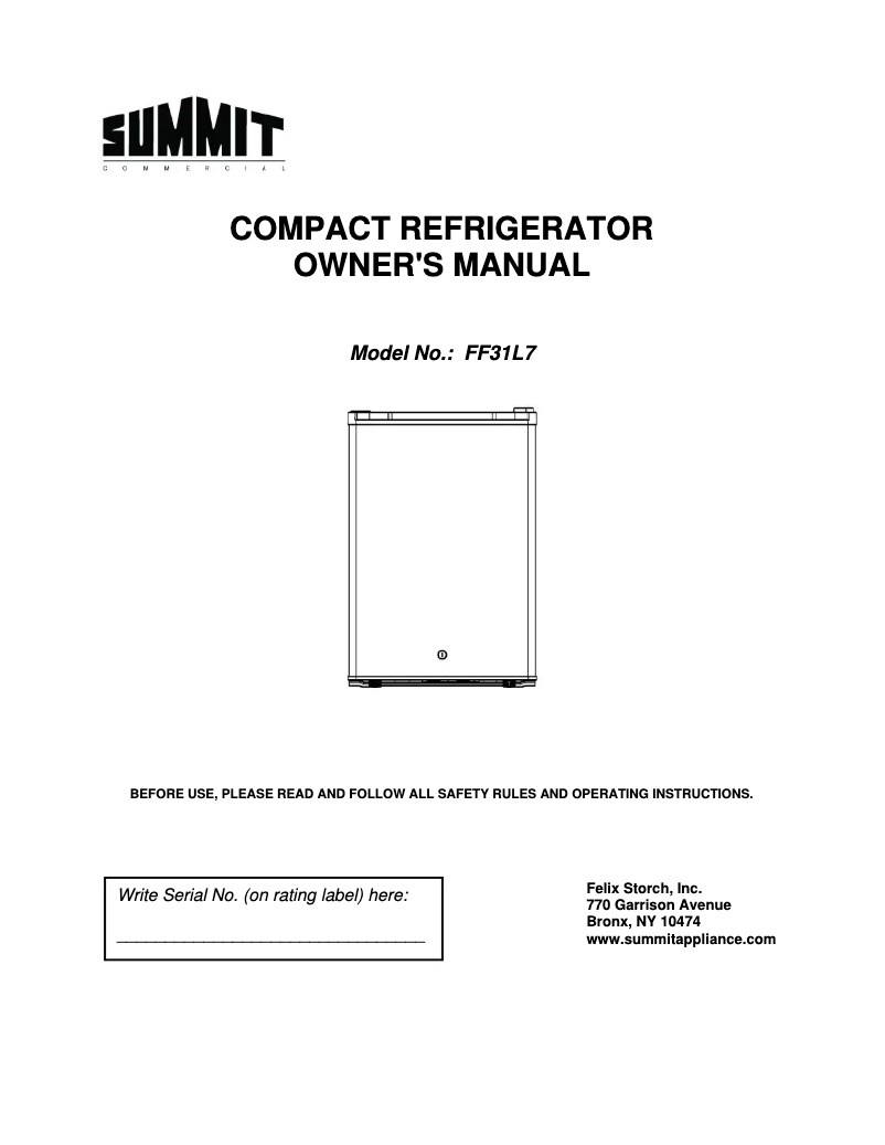 Página 1 del manual Manual de usuario Summit FF31L7