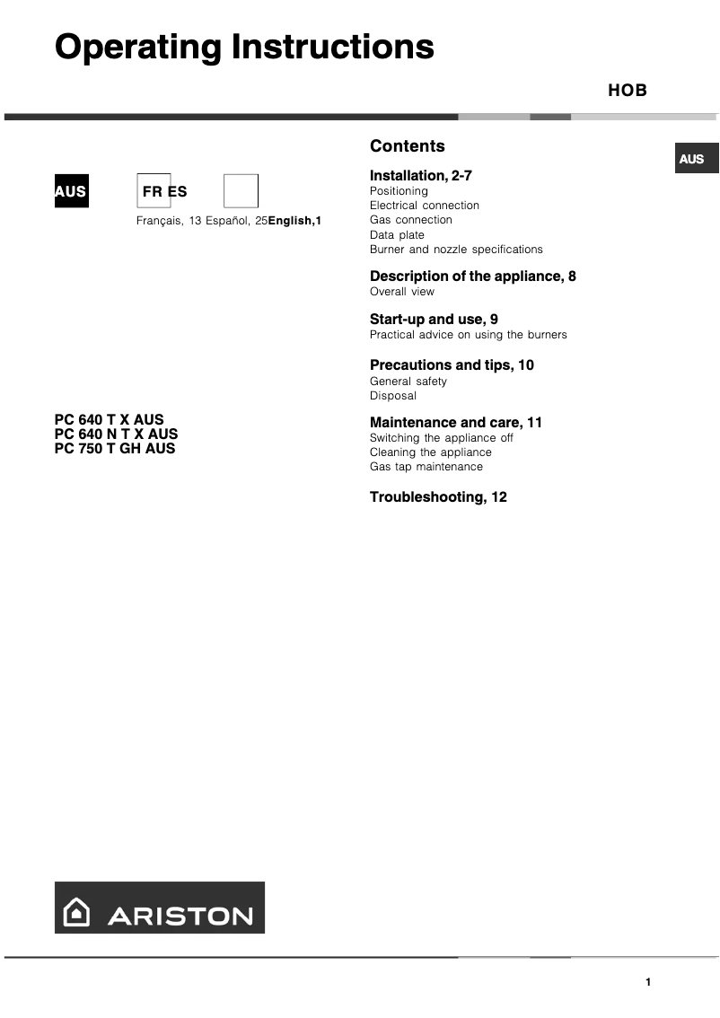 Image de la première page du manuel de l'appareil PC 640 TGH