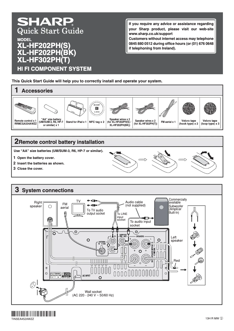 Page 1 de la notice Manuel utilisateur Sharp XLHF202PH