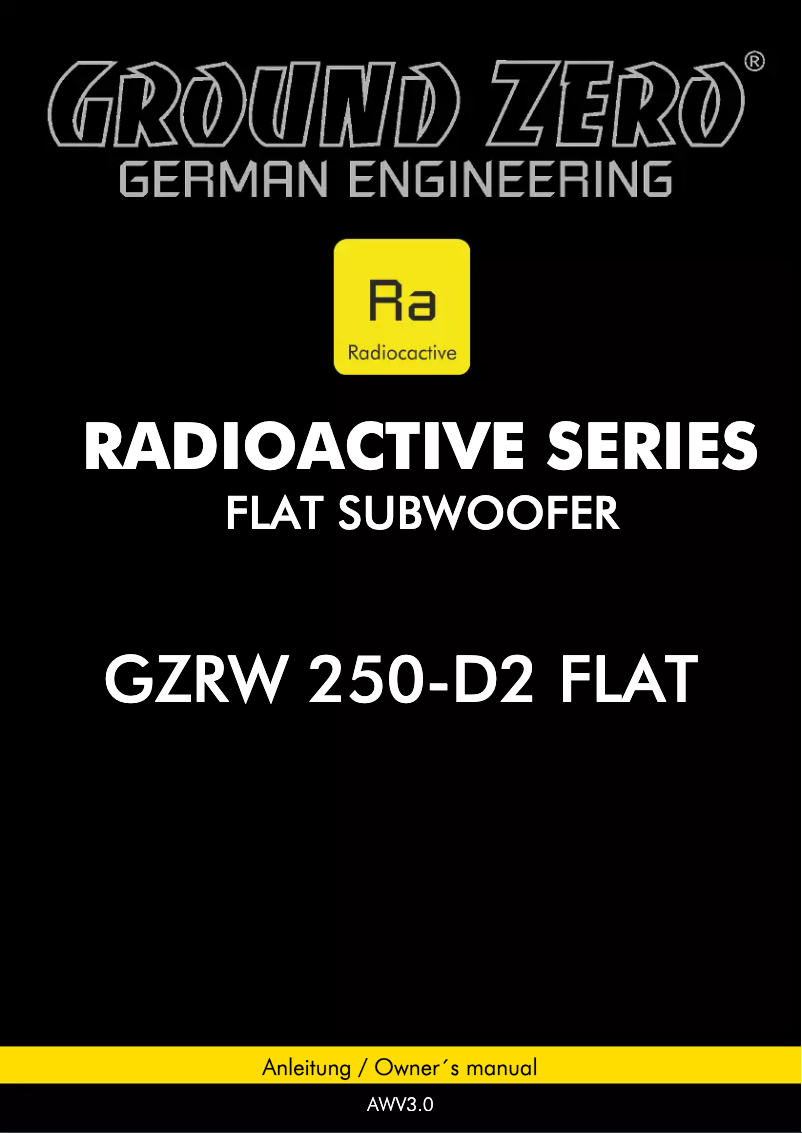 Page 1 de la notice Manuel utilisateur Ground Zero GZRW 250-D2 FLAT