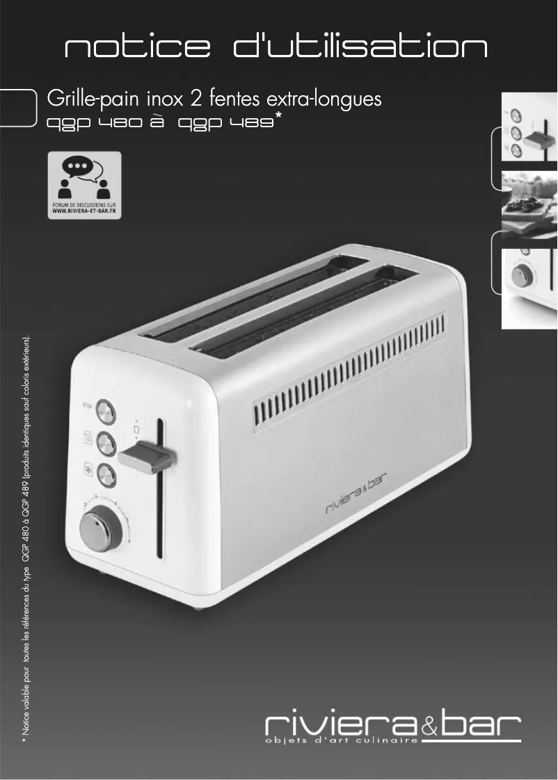 Page 1 de la notice Manuel utilisateur Riviera & Bar QGP481
