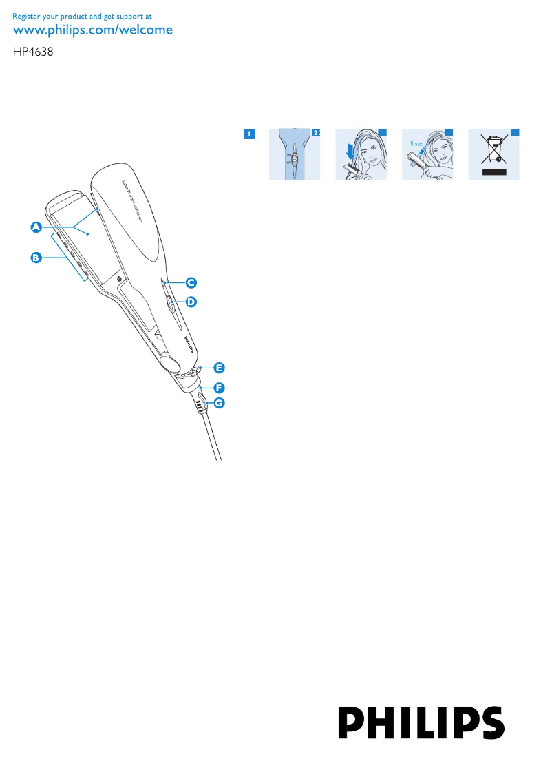 Page 1 de la notice Manuel utilisateur Philips SalonStraight Active Ion HP4638