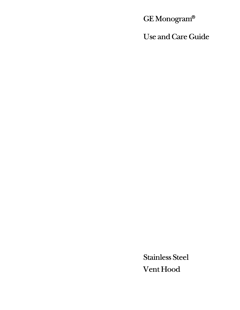 Page 1 de la notice Manuel d'utilisation et d'entretien GE ZV681YSS