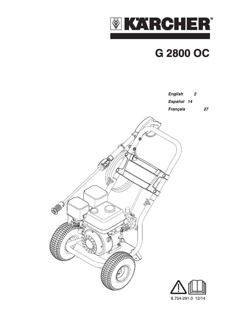 Page 1 de la notice Manuel utilisateur Kärcher G 2800 OC