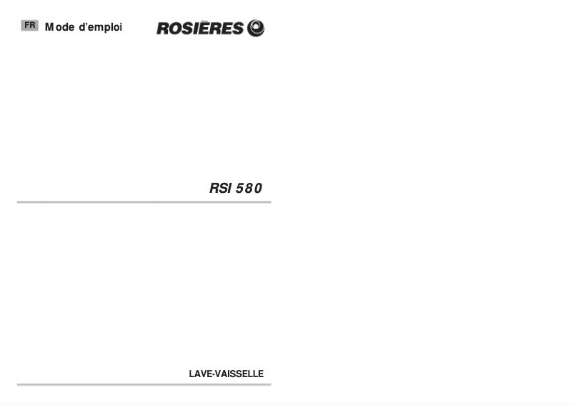 Page 1 de la notice Manuel utilisateur Rosieres RSI 580 RB