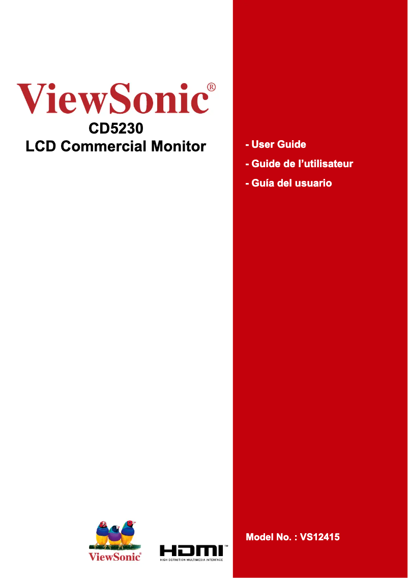 Page n°1 - Manuel utilisateur Viewsonic CD5230