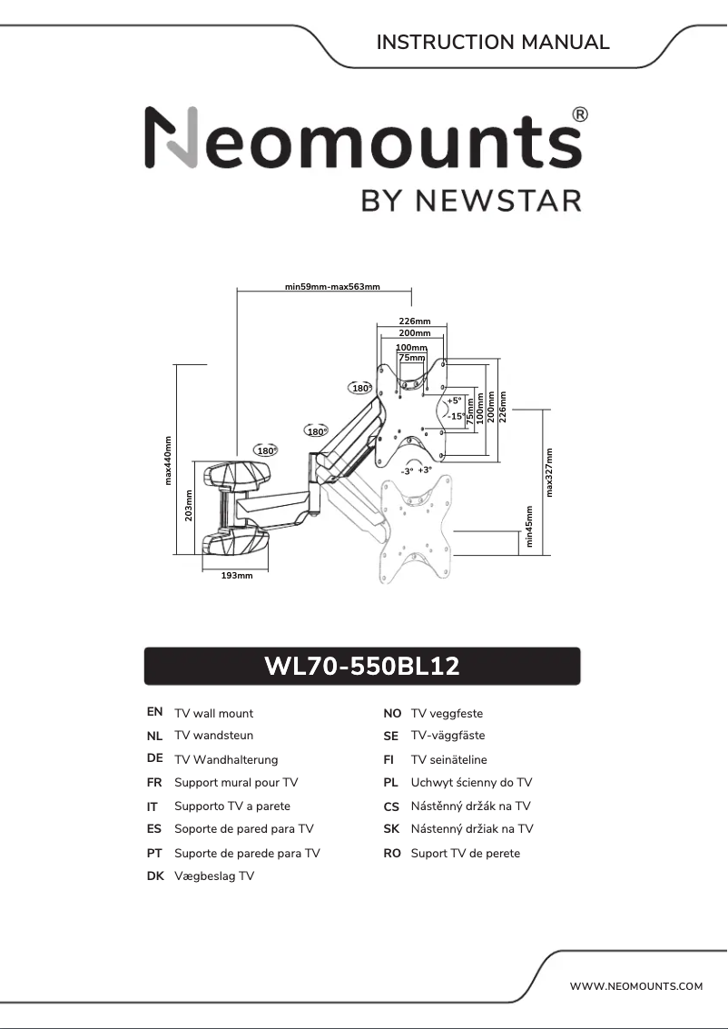Page n°1 - Manuel utilisateur Newstar WL70 550BL12