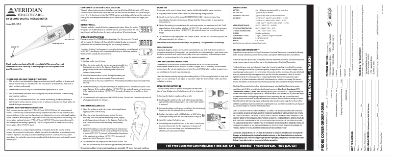 Page 1 de la notice Manuel utilisateur Veridian Healthcare 08-352