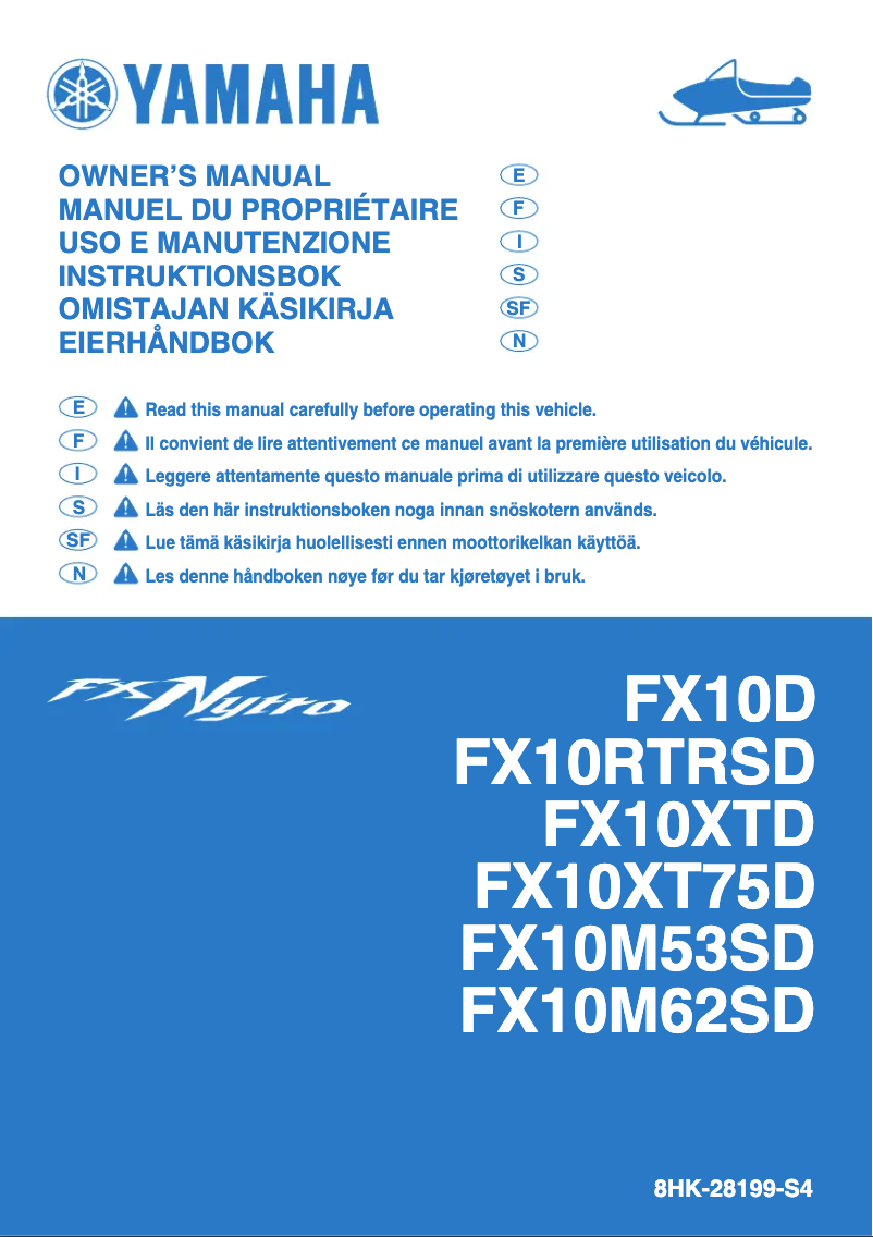 Page 1 de la notice Manuel utilisateur Yamaha FX Nytro X-TX 75 (2013)