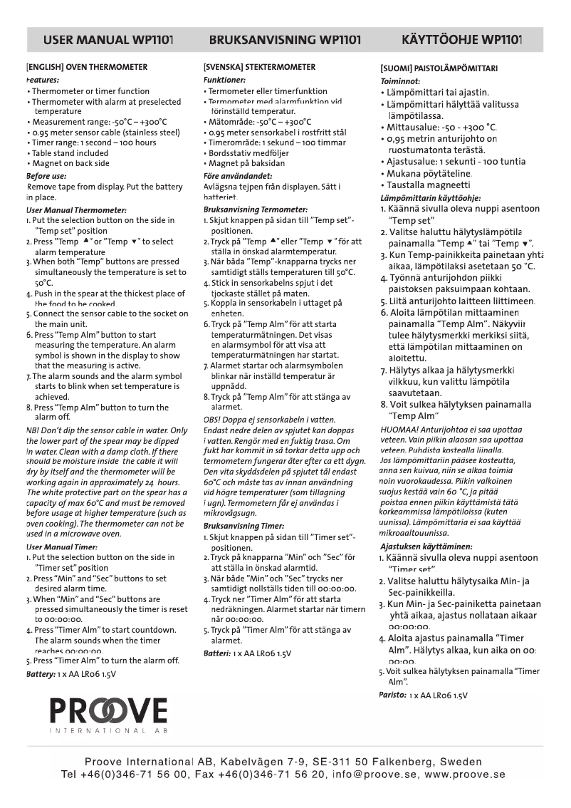 Image de la première page du manuel de l'appareil WP1101