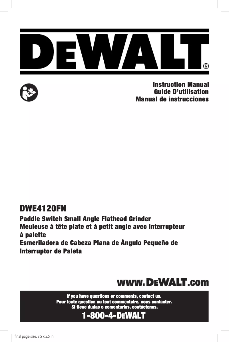 Page n°1 - Manuel utilisateur DeWalt DWE4120FN